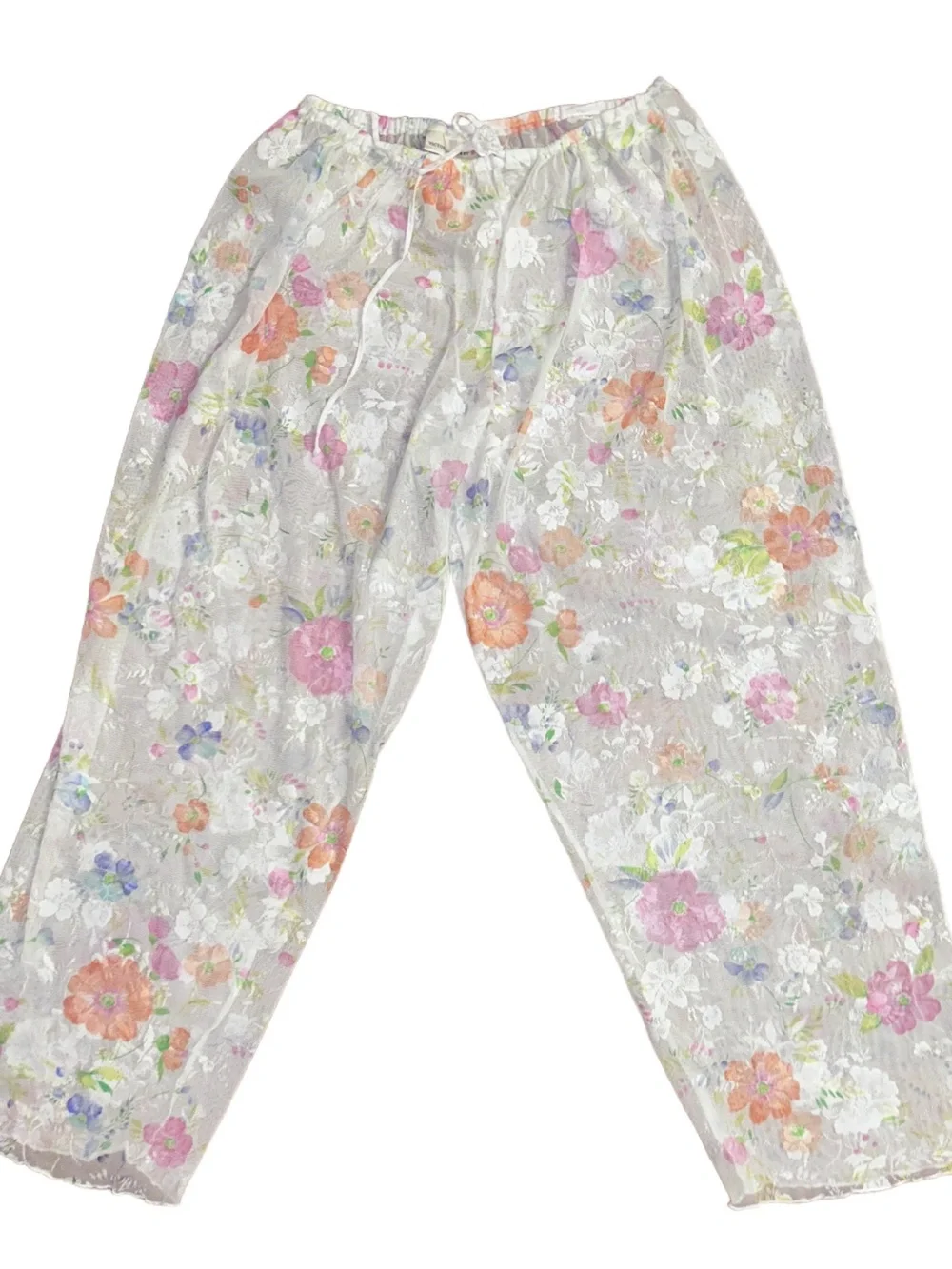 Victoria’s Secret ~ Small ~ White W/ Multi-Colors Floral Lace ~ Pajamas Pants